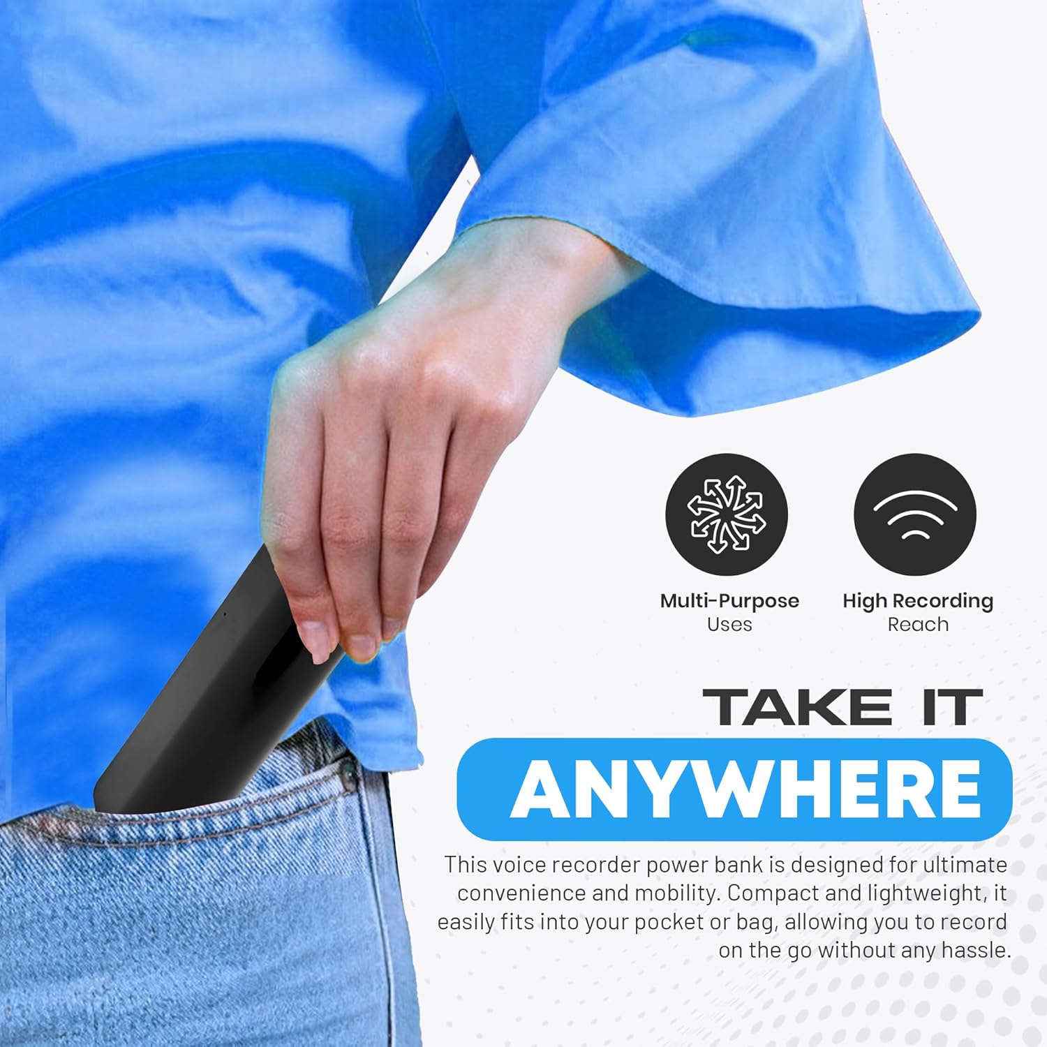 USB Power Bank Audio Recorder with Voice-Activated Recording