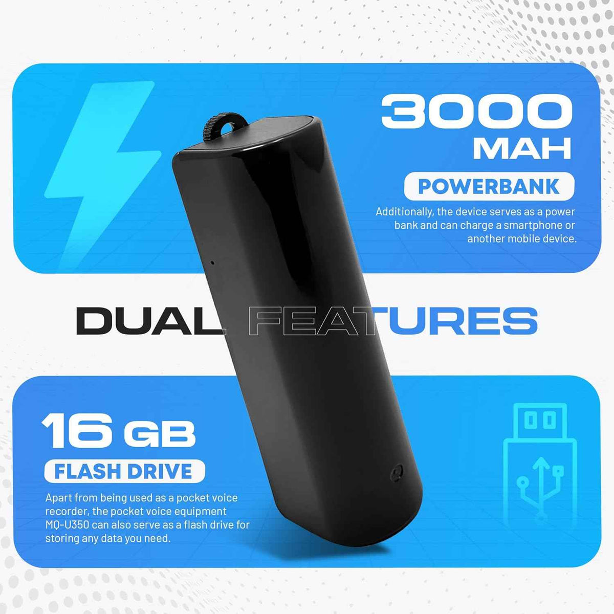 USB Power Bank Audio Recorder with Voice-Activated Recording-Default Title