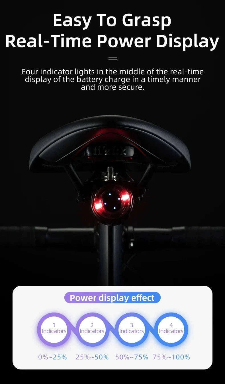 USB Rechargeable Bicycle Rear Light with Smart Sensing & IPX6 Waterproof-Q1
