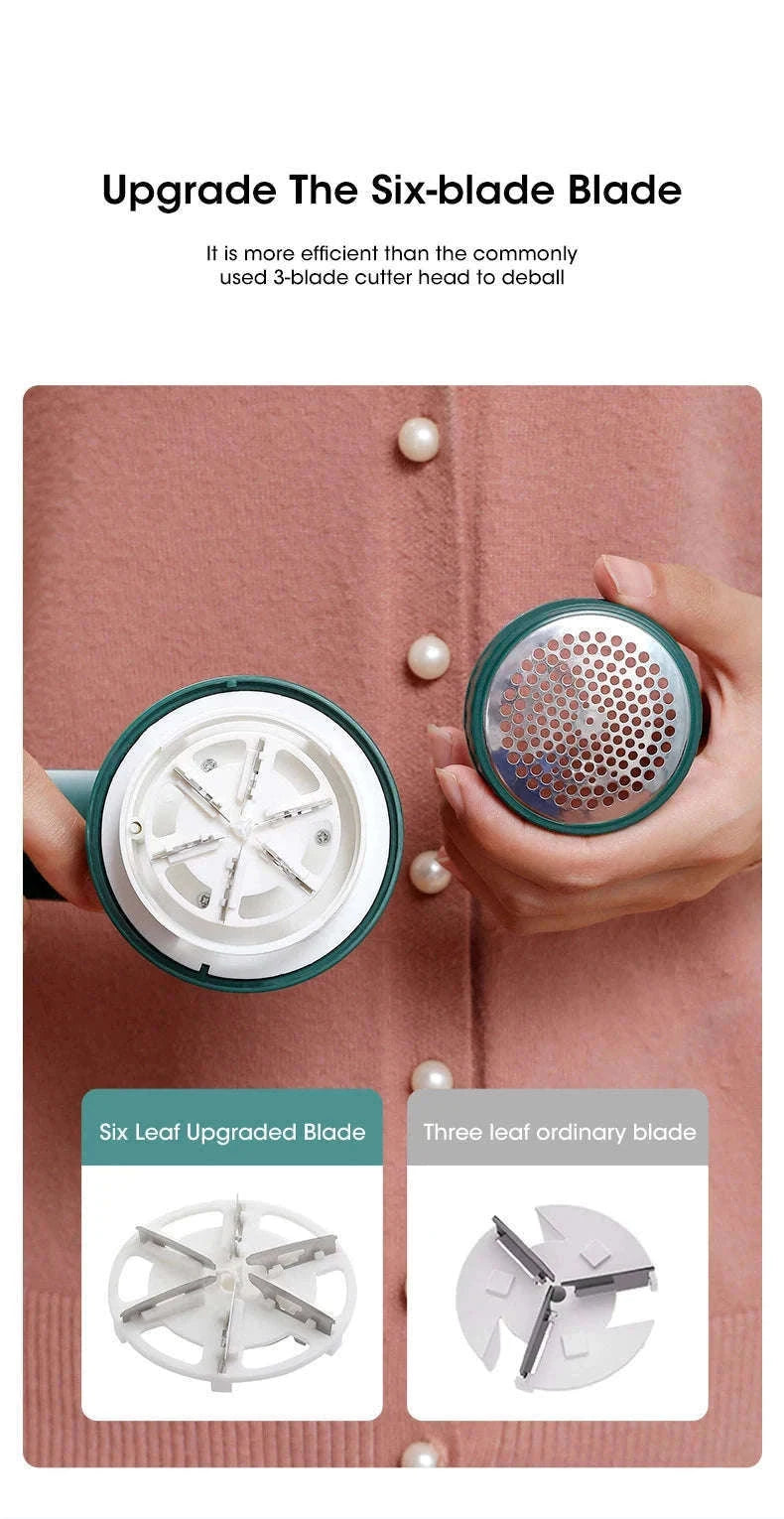 USB Rechargeable Electric Lint Remover for Smooth Fabrics-Green