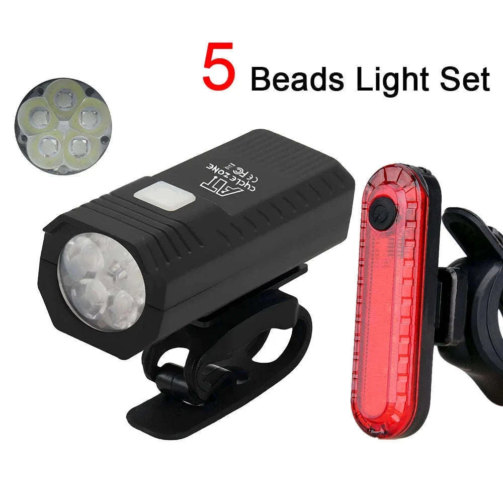 USB Rechargeable Front and Rear Bike Light Set-2218