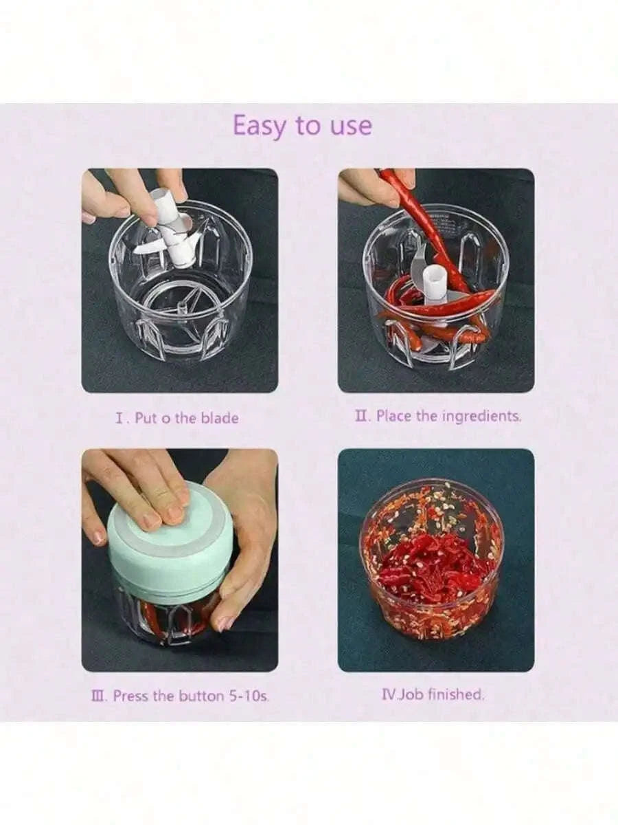 USB Rechargeable Mini Electric Food Chopper 100ml & 250ml-United States / 250ml Green