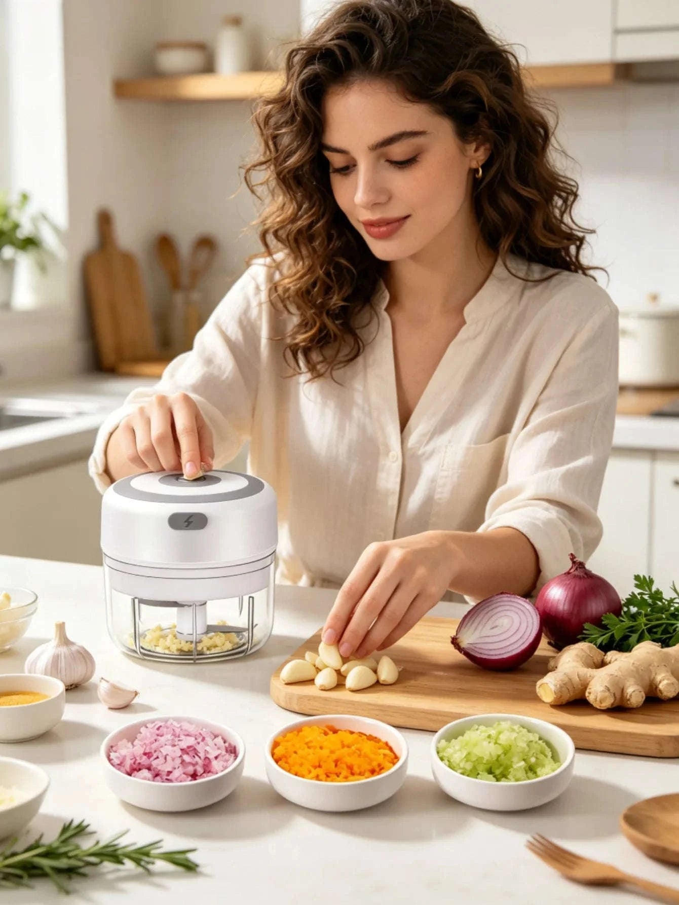 USB Rechargeable Mini Electric Food Chopper 100ml & 250ml-United States / 250ml Green