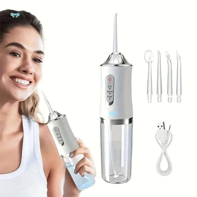 USB Rechargeable Portable Dental Water Flosser with 4 Jet Tips-059-Pink