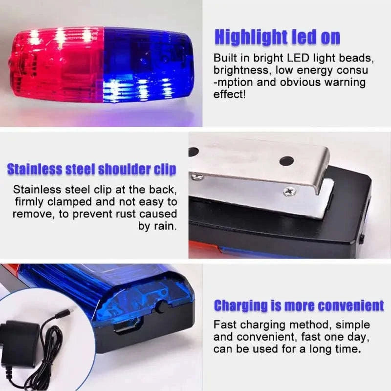 USB Rechargeable Warning Safety Light-Red Blue