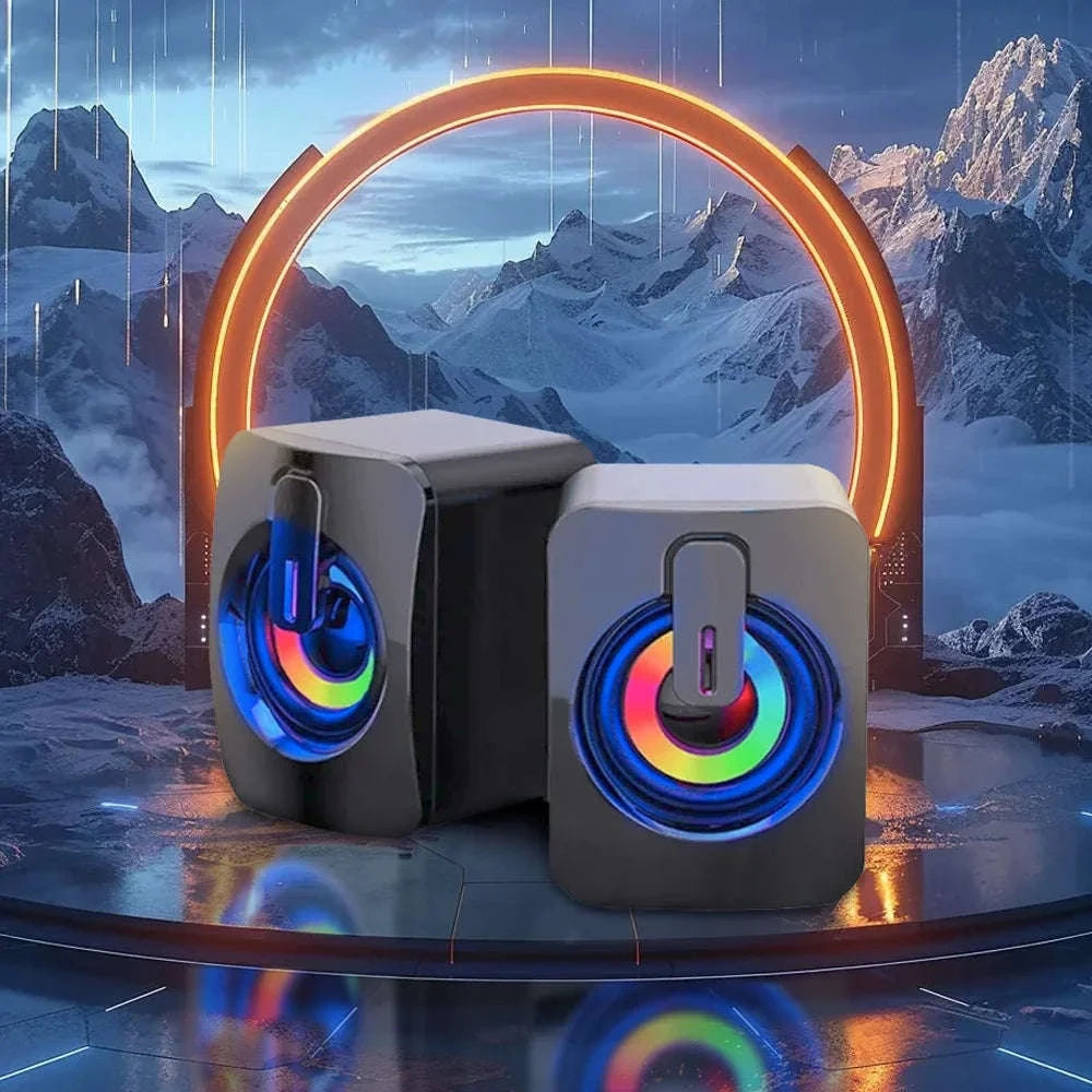 USB Stereo Computer Speakers with Microphone for Desktop & Laptop-Blakc