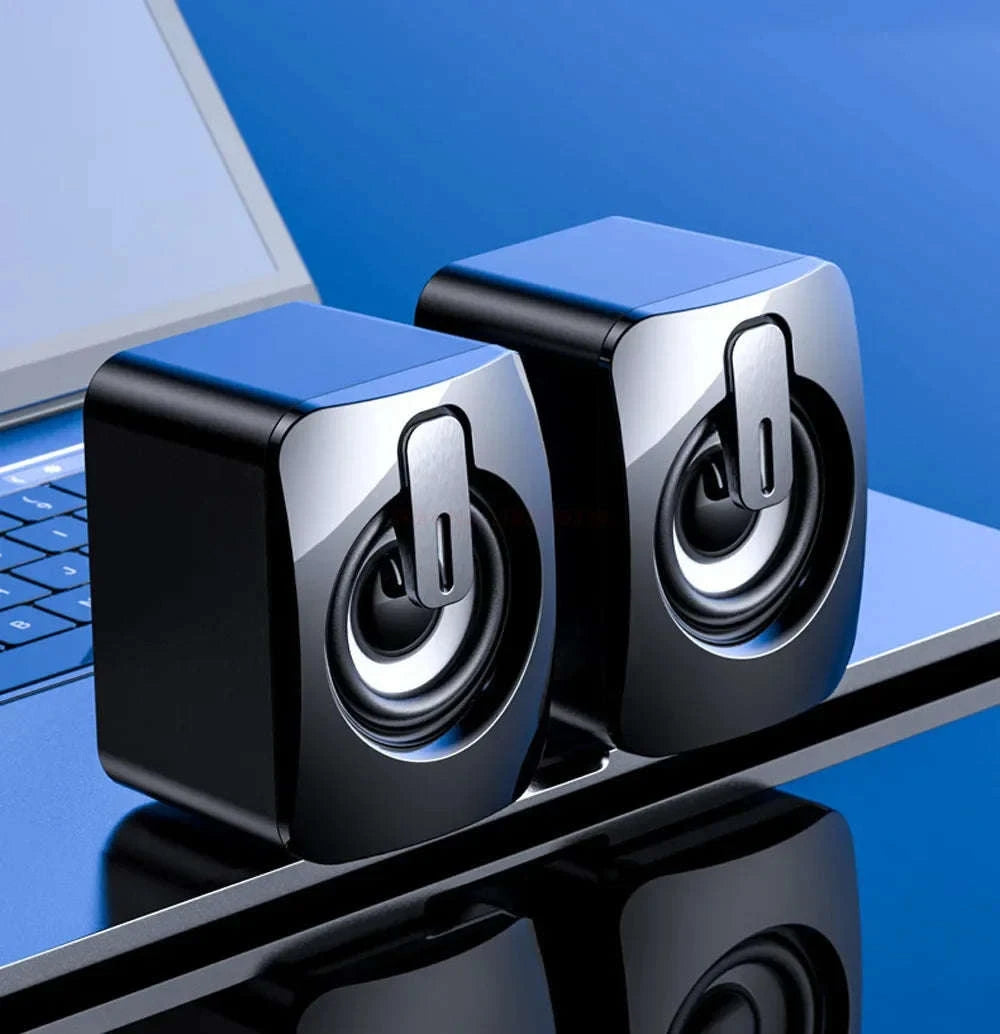 USB Stereo Computer Speakers with Microphone for Desktop & Laptop-Blakc
