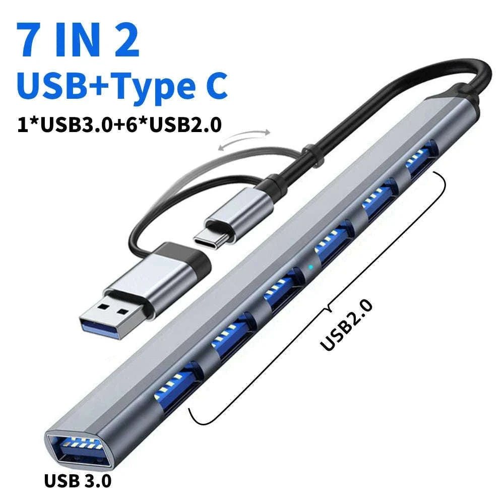 USB Type C Adapter Docking Station Multi-Port Hub-7 in 2 PD / China Mainland