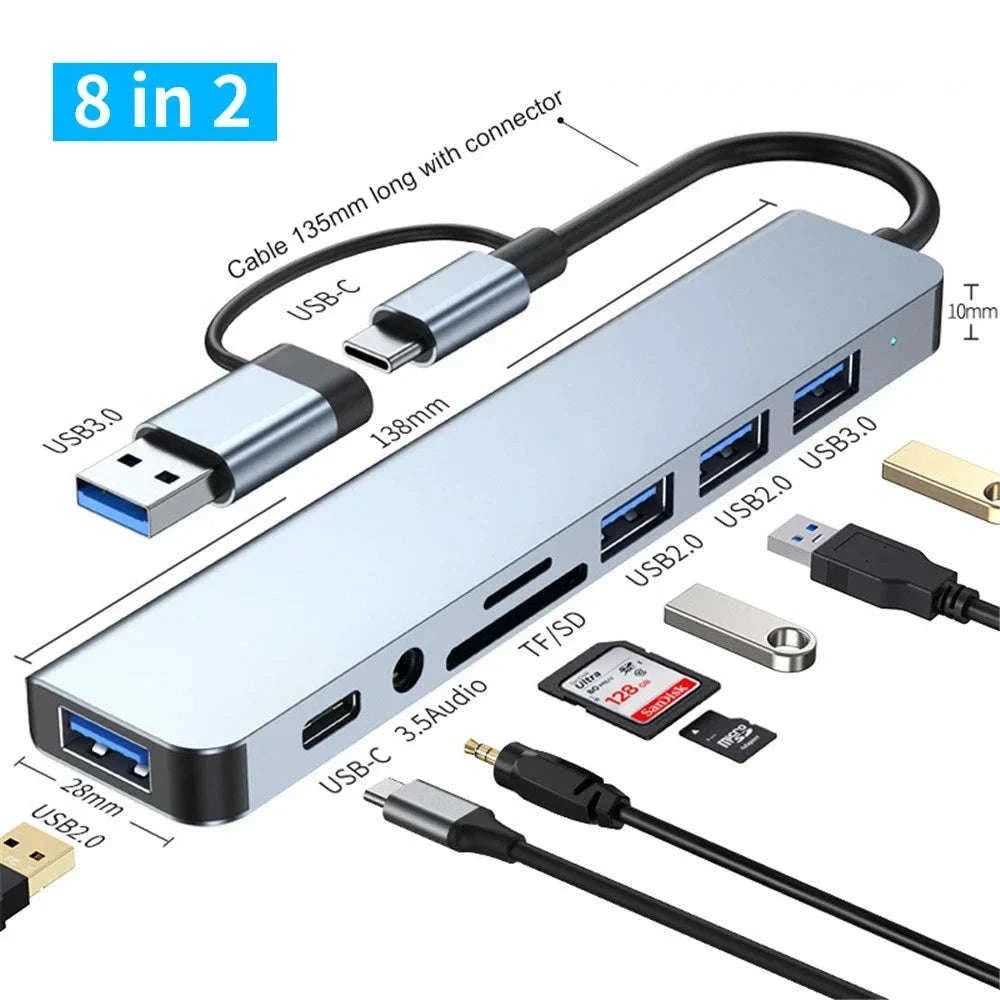 USB Type C Adapter Docking Station Multi-Port Hub-7 in 2 PD / China Mainland