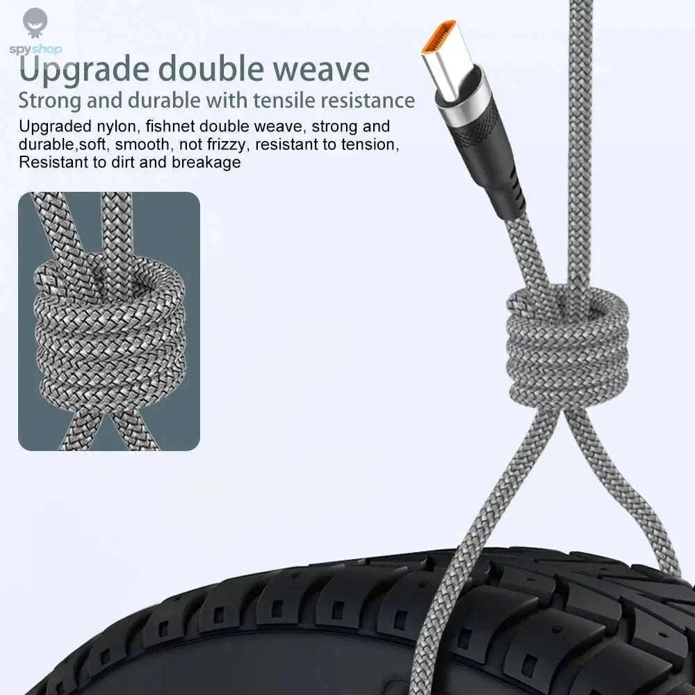 USB Type C Fast Charge Cable, 5A Nylon Braided, Multiple Lengths-Black USB C / 1.5m