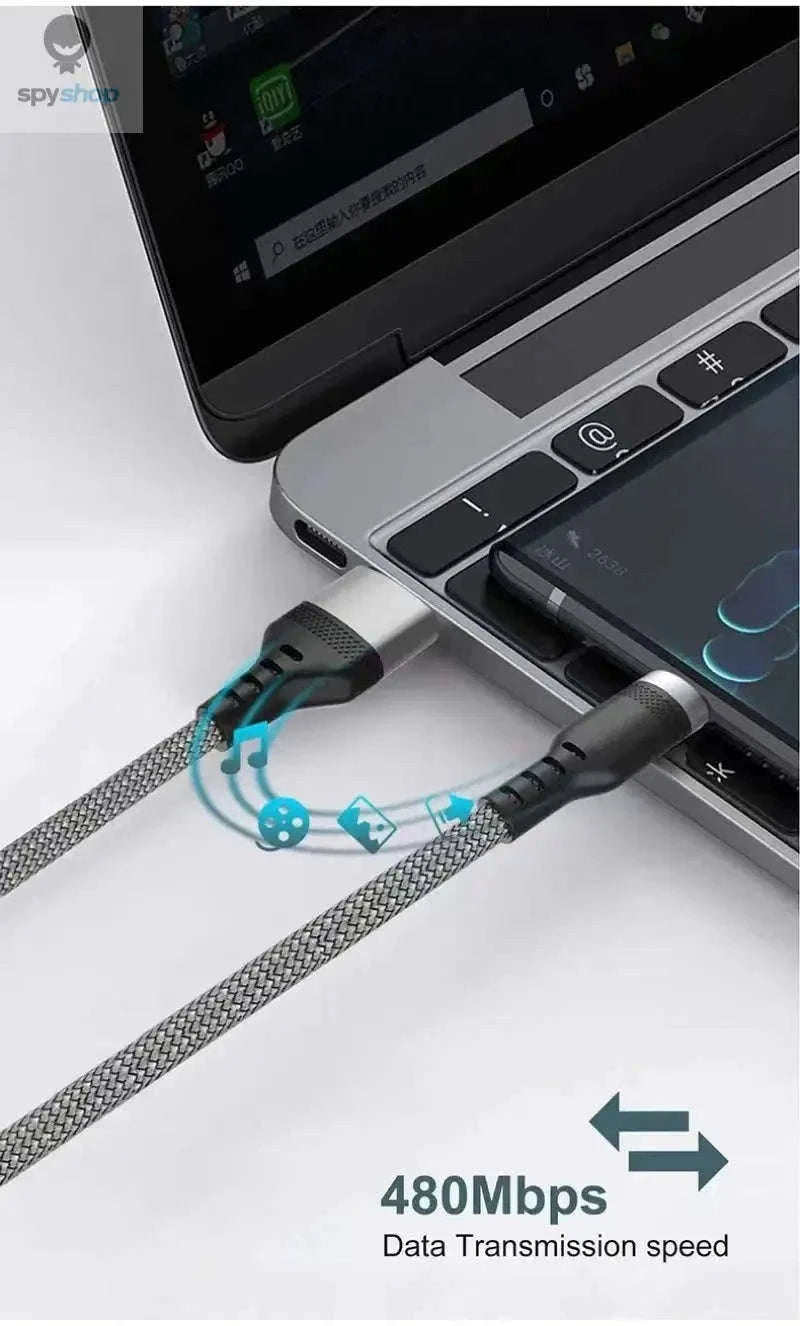 USB Type C Fast Charge Cable, 5A Nylon Braided, Multiple Lengths-Black USB C / 1.5m
