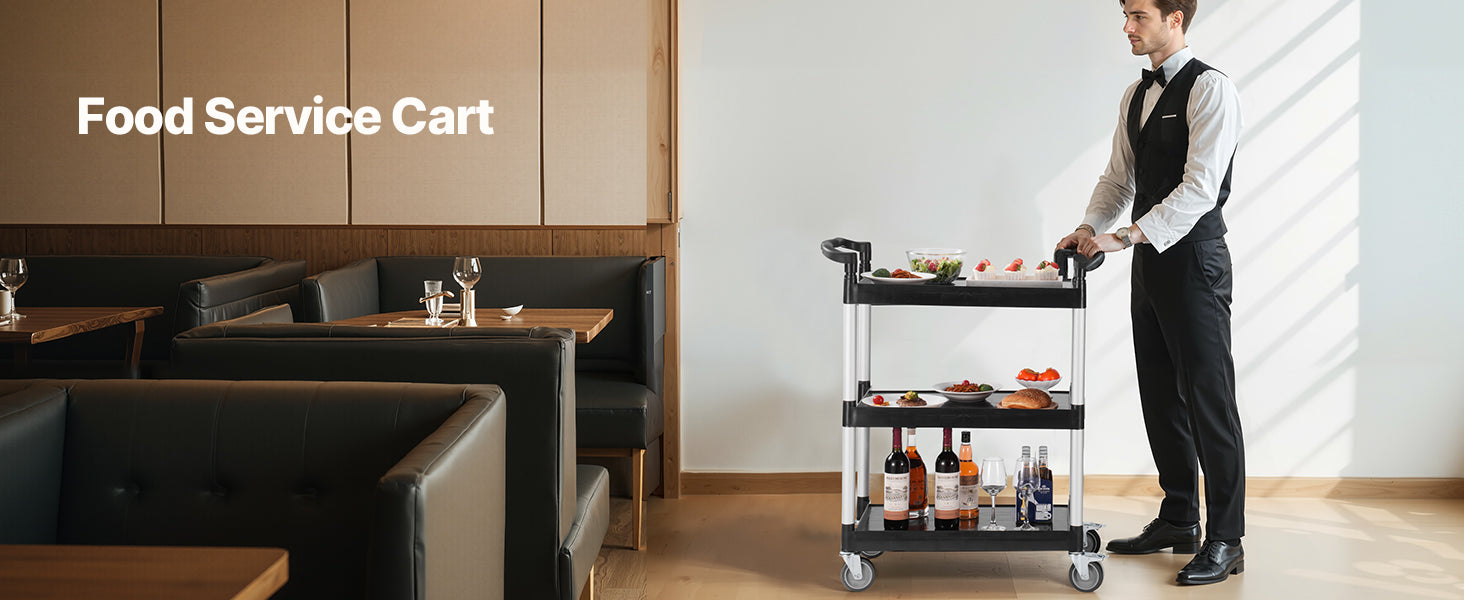 3-Tier Rolling Utility Cart with Wheels, Heavy-Duty Storage Trolley