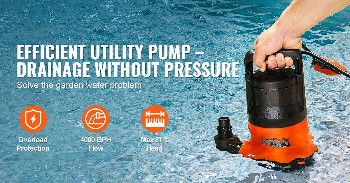 Utility Pump 1585/2510/4000 GPH Submersible Water Pump with 10 ft Power Cord-320W 1585 GPH / EU / CZECH REPUBLIC