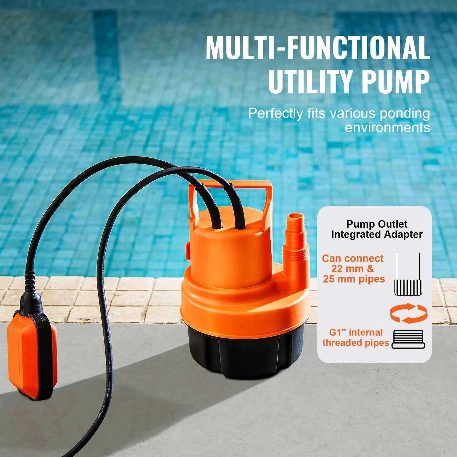 Utility Pump 1585/2510/4000 GPH Submersible Water Pump with 10 ft Power Cord-320W 1585 GPH / EU / CZECH REPUBLIC