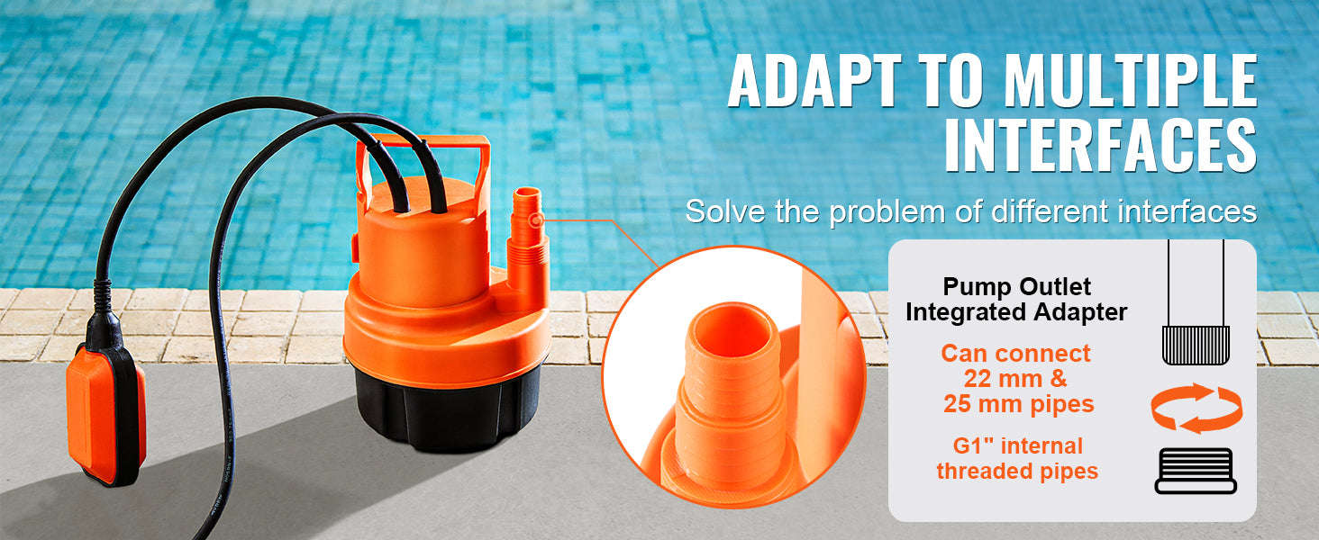 Utility Pump 1585/2510/4000 GPH Submersible Water Pump with 10 ft Power Cord-320W 1585 GPH / EU / CZECH REPUBLIC