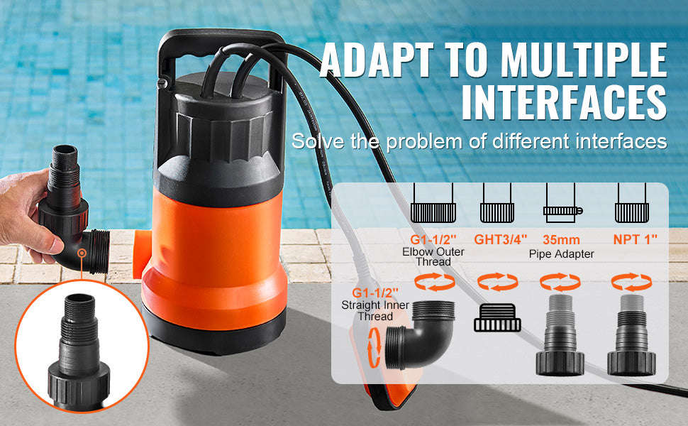 Utility Pump 1585/2510/4000 GPH Submersible Water Pump with 10 ft Power Cord-320W 1585 GPH / EU / CZECH REPUBLIC