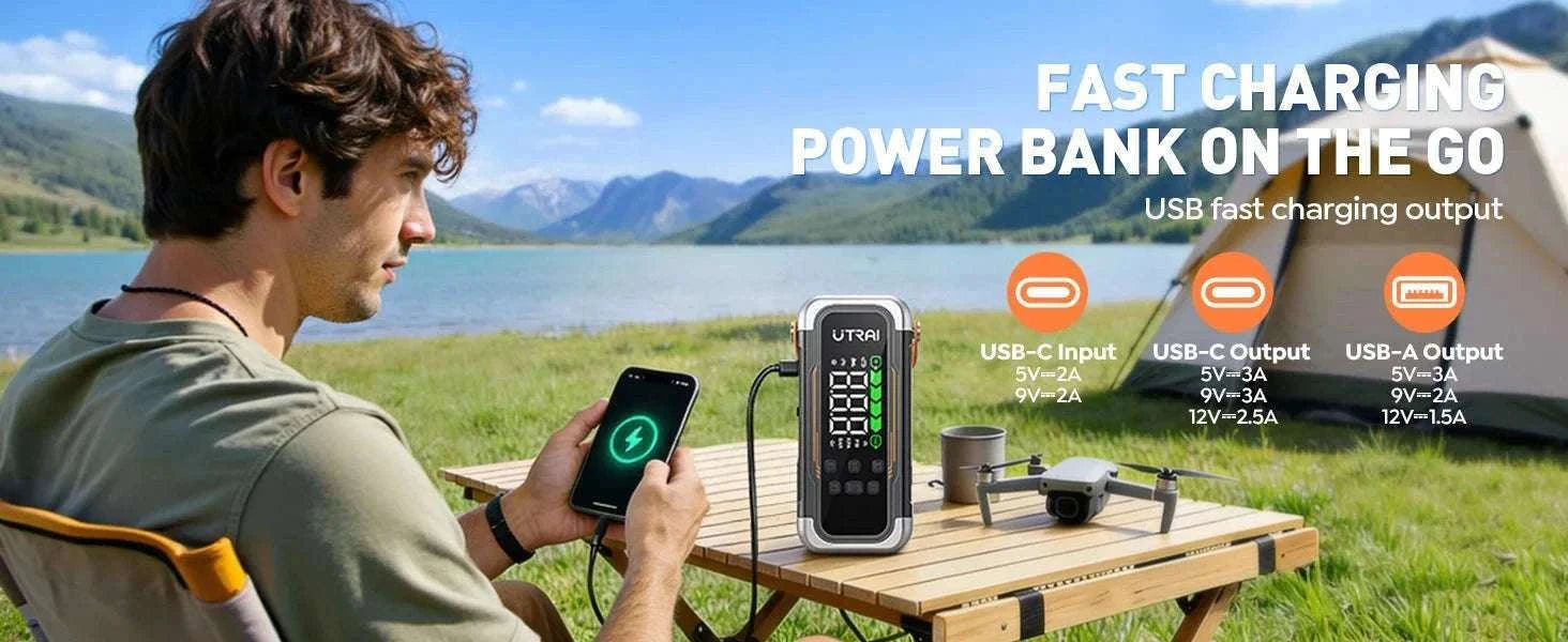 UTRAI 5-in-1 Car Jump Starter Air Pump Power Bank with 6 Modes-JS-40 6000A / China Mainland