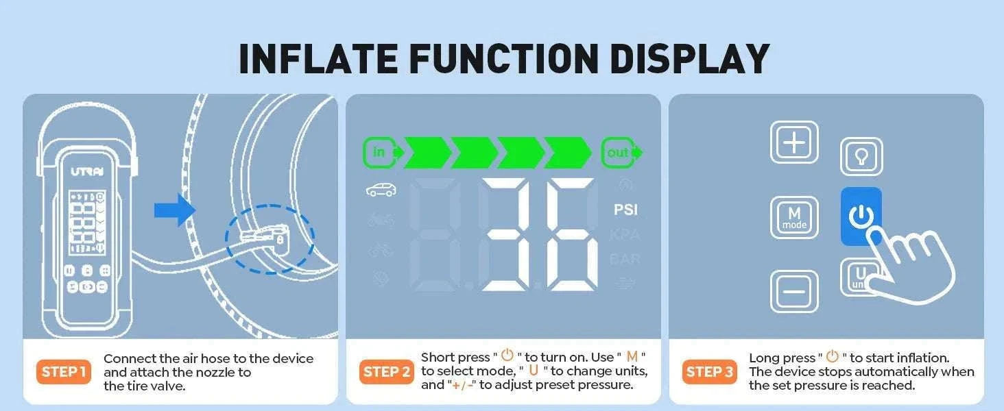 UTRAI 5-in-1 Car Jump Starter Air Pump Power Bank with 6 Modes-JS-40 6000A / China Mainland