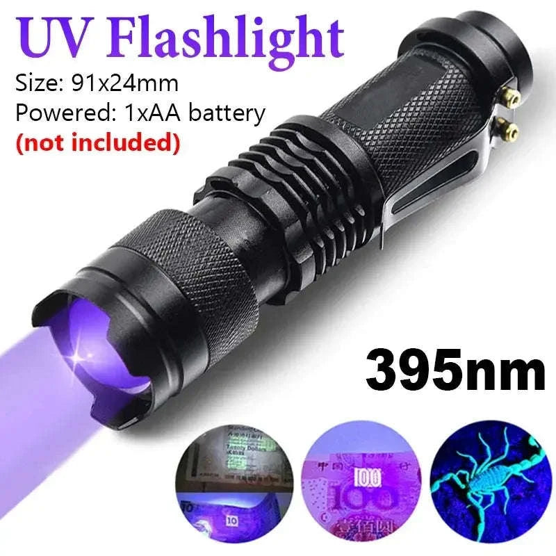 UV Inspection Flashlight – 395–400nm Blacklight for Stain and Mark Detection-B-395nm