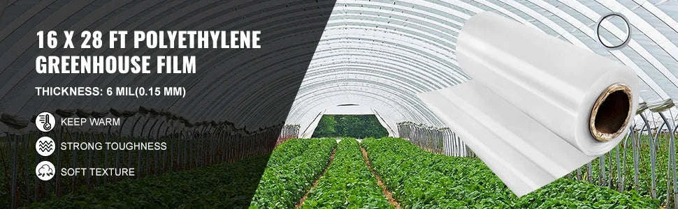 UV Resistant Polyethylene Greenhouse Film Cover 16 x 28 ft-12x25FT / Germany