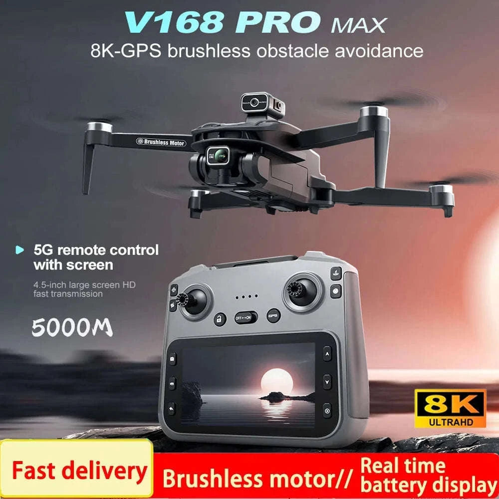 V168 Pro Max GPS Drone with 8K Camera and Built-In Screen-V168 Max-Screen