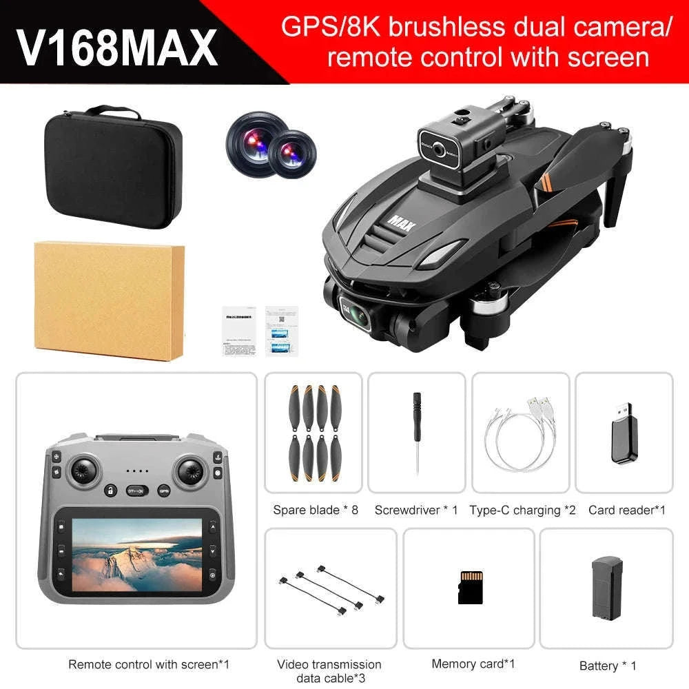 V168 Pro Max GPS Drone with 8K Camera and Built-In Screen-V168 Max-Screen
