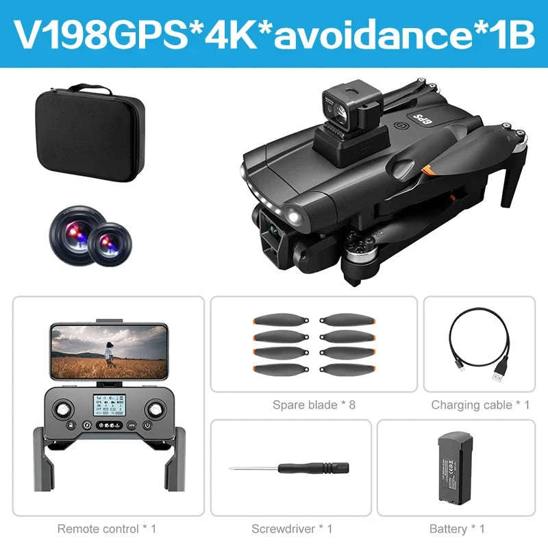 V198 GPS Drone with 8K Camera, Obstacle Avoidance & 3KM Range-Screen-8K-3B