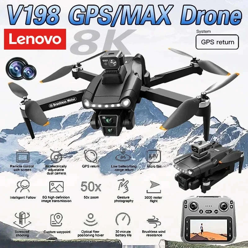 V198 GPS Drone with 8K Camera, Obstacle Avoidance & 3KM Range-Screen-8K-3B