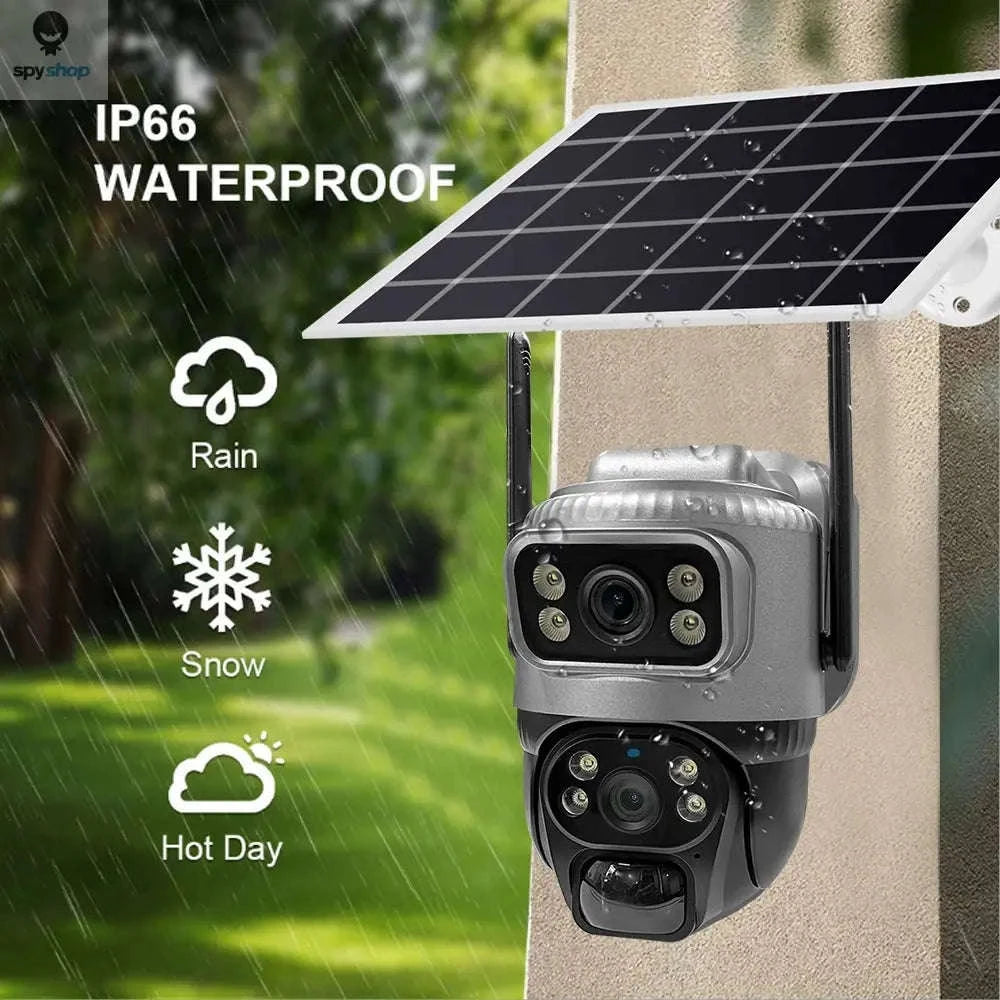 V380 Dual Lens 4G Solar Security Camera – Dual 4K Views, Solar Power, 4G Connectivity-4G Cam 128GB Card