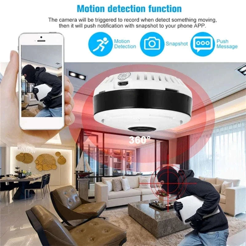 V380 Pro WiFi Panorama Camera 1080P Security Camera-camera with 64G card