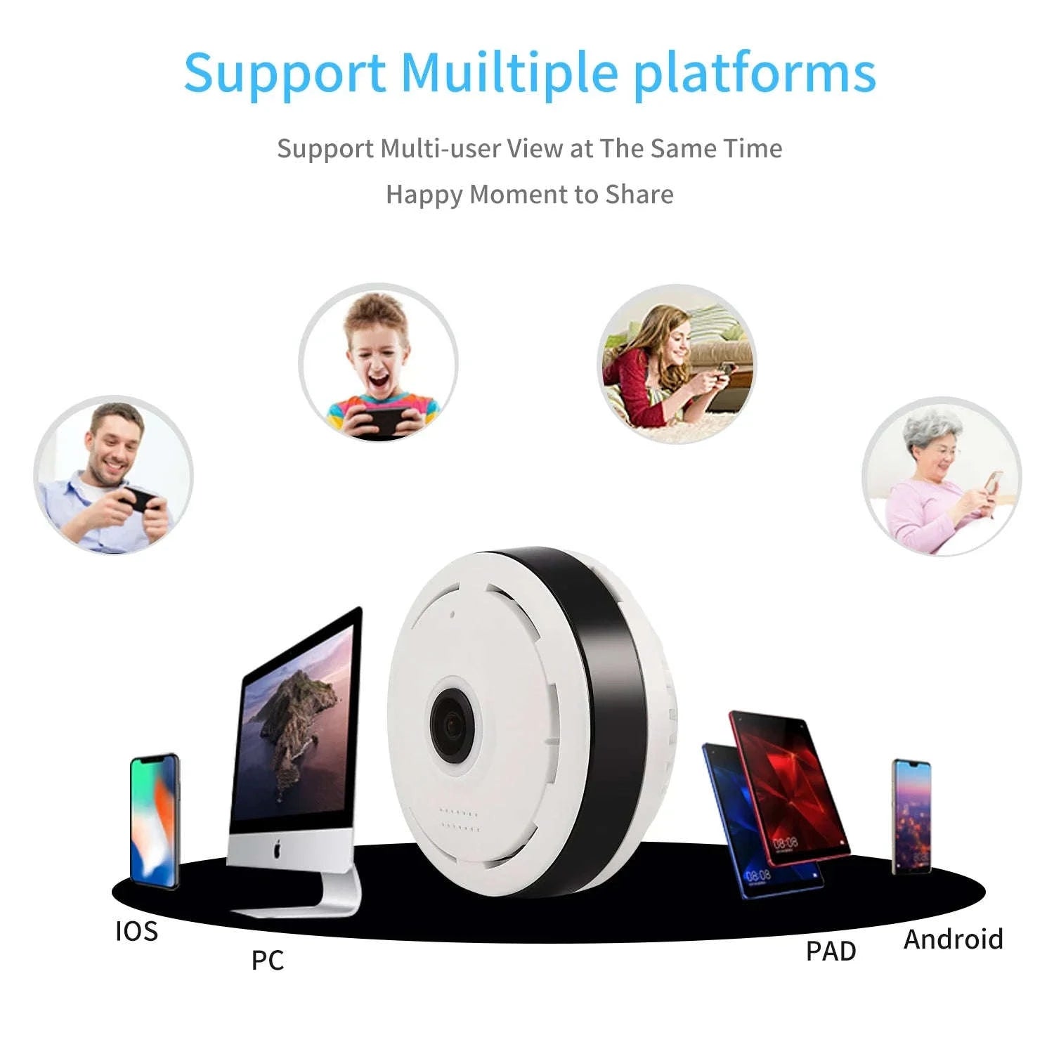 V380 Pro WiFi Panorama Camera 1080P Security Camera-camera with 64G card