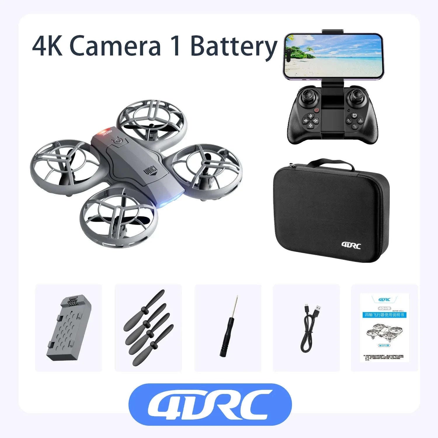 V8 Mini Drone 4K with HD Camera WiFi FPV & Live Streaming-1080P camera 1B