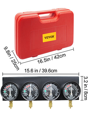 4-Gauge Carburetor Synchronizer Tool Kit with Hoses & Adapters