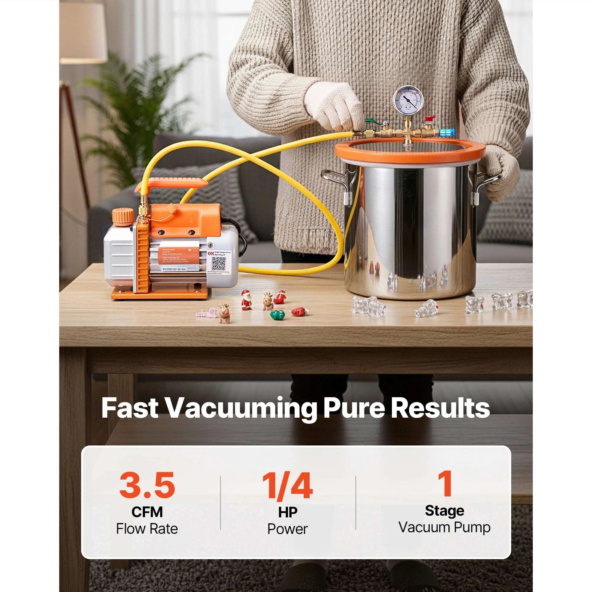Vacuum Chamber Kit 3.5 CFM Pump for Resin Degassing & Wood Stabilizing-3 Gallon / US / United States