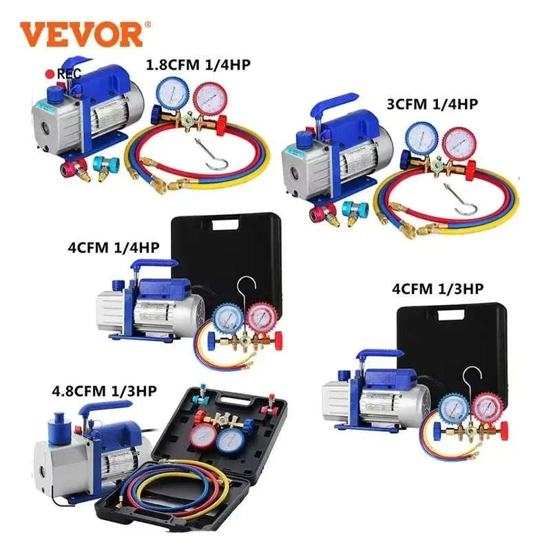 Vacuum Pump with Gauges for AC Refrigerant and HVAC Systems-4.8CFM 1-3HP Gauge / EU / United States