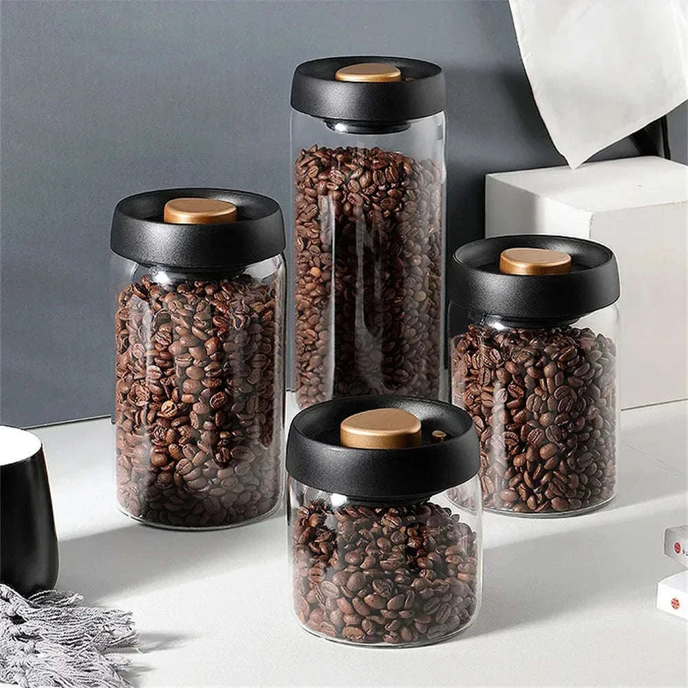 Vacuum Sealed Glass Coffee Storage Jar-500ml