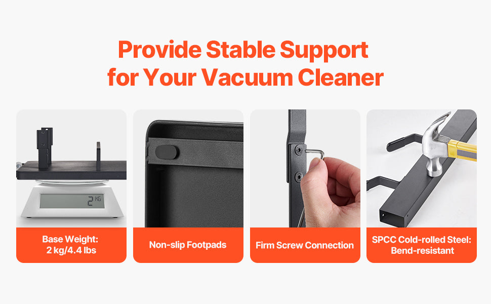 Dyson Vacuum Stand Organizer with 4 Hooks, No-Drill Storage Rack