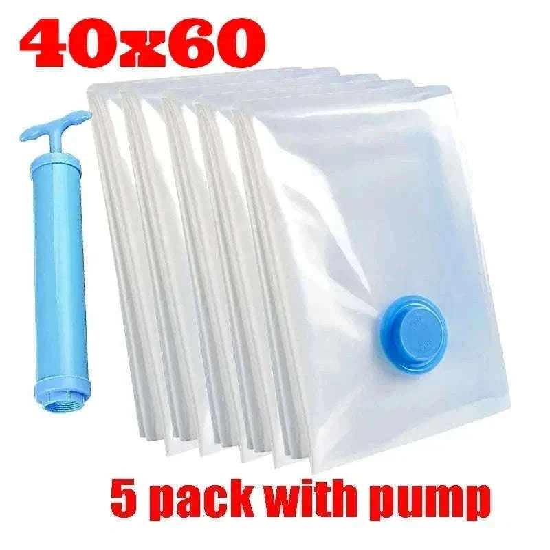Vacuum Storage Bags with Pump for Clothes and Bedding-