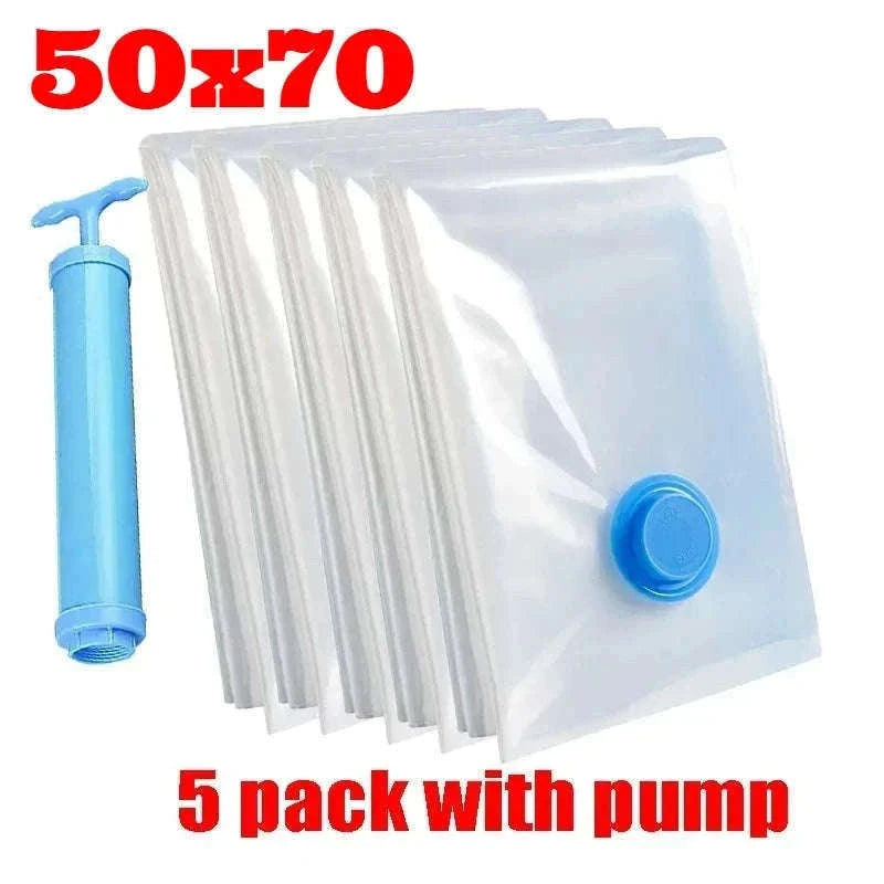 Vacuum Storage Bags with Pump for Clothes and Bedding-50x70-5pcs