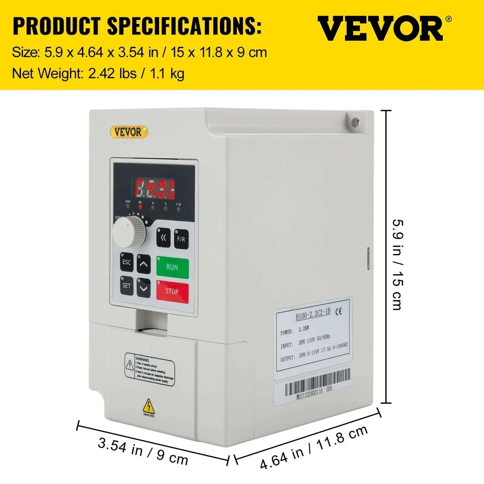Variable Frequency Drive 2.2–7.5KW VFD Inverter CNC Motor Controller 110V/220V-4KW 5.5HP 220V / United States