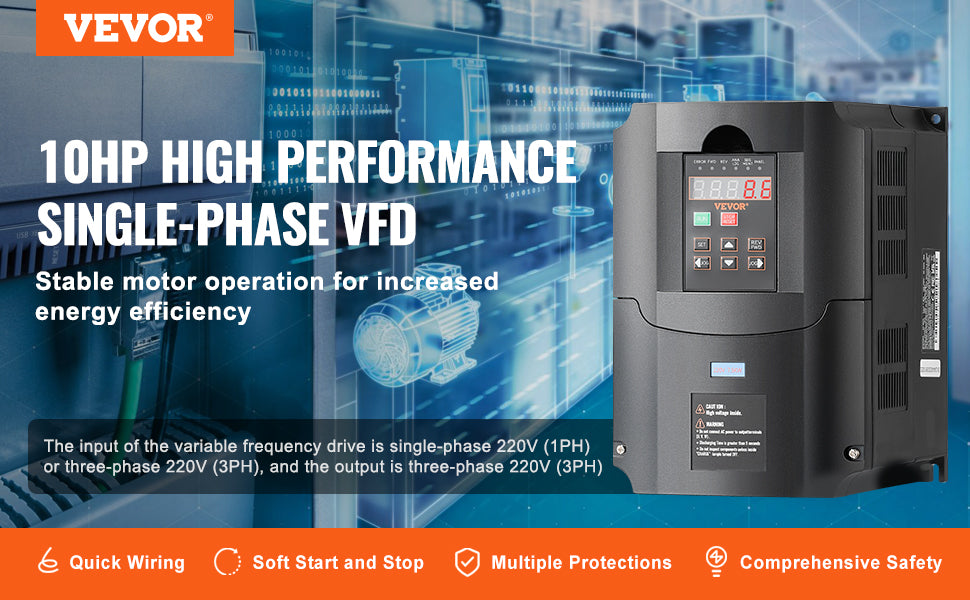 SucceBuy 0.75/7.5KW VFD Frequency Inverter 220V Output Variable Frequency Drive for Spindle Motor CNC Converter Speed Control
