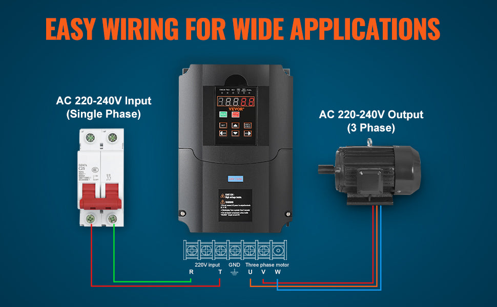 SucceBuy 0.75/7.5KW VFD Frequency Inverter 220V Output Variable Frequency Drive for Spindle Motor CNC Converter Speed Control