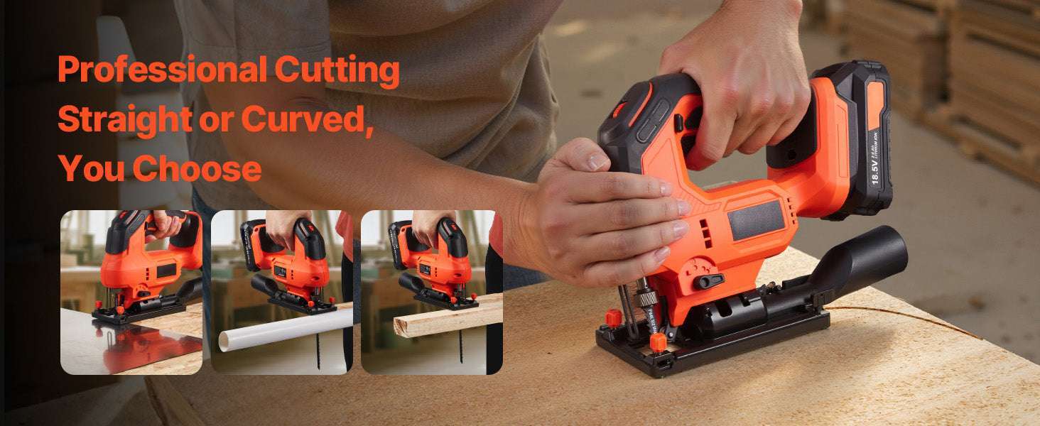 Variable Speed Jig Saw with LED Light & 0–45° Bevel Cutting-3000spm TypeB / United States