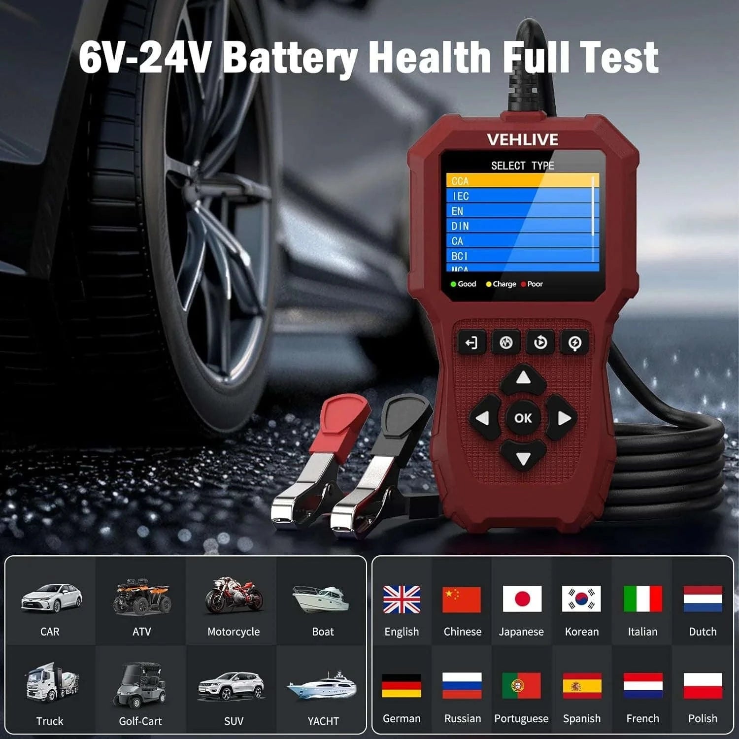 VEHLIVE BT911 Car Battery and Alternator Tester-BT-9111