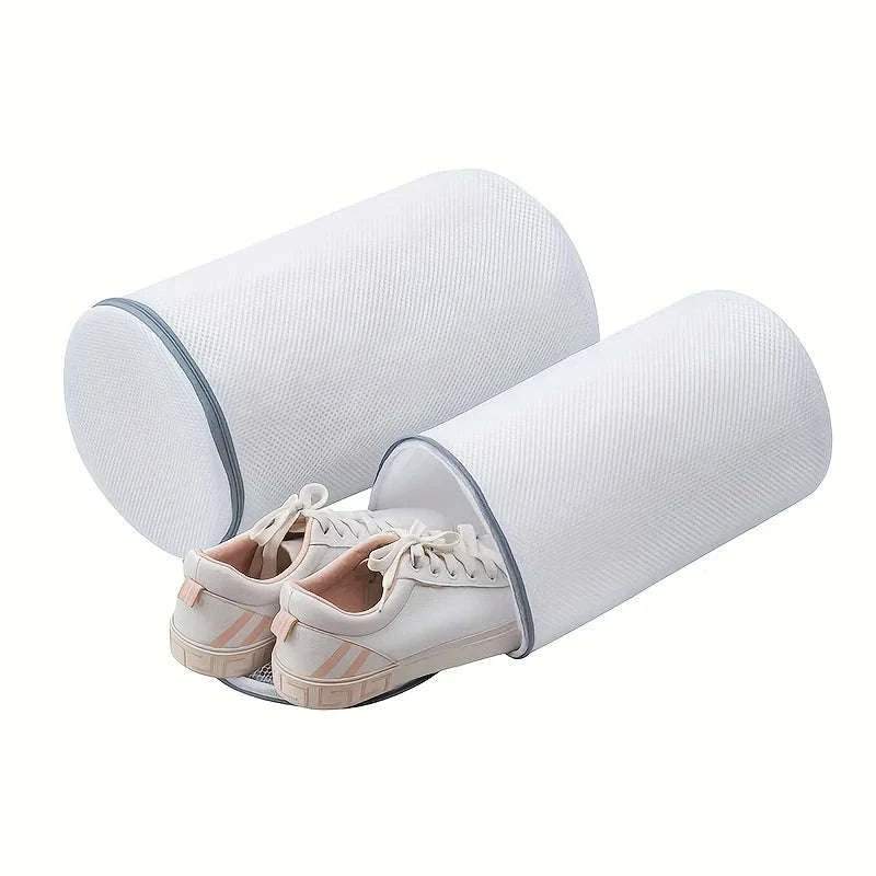 Versatile Shoe Washing Bag – Durable Mesh Laundry Protector-WHITE / CHINA