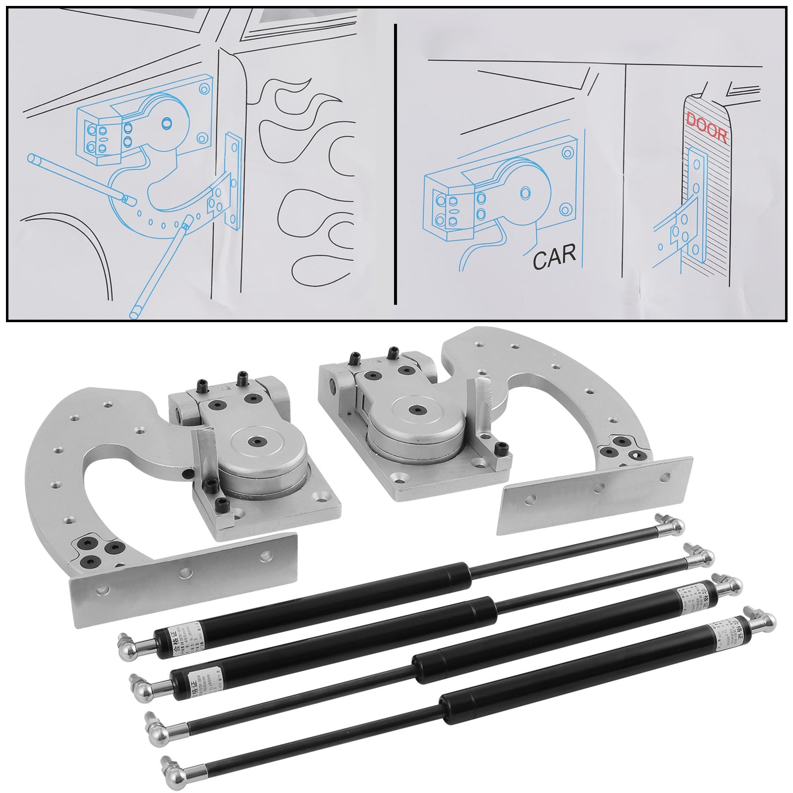 Vertical Door Hinges Bolt Kit Adjustable 90 Degrees Universal Fit