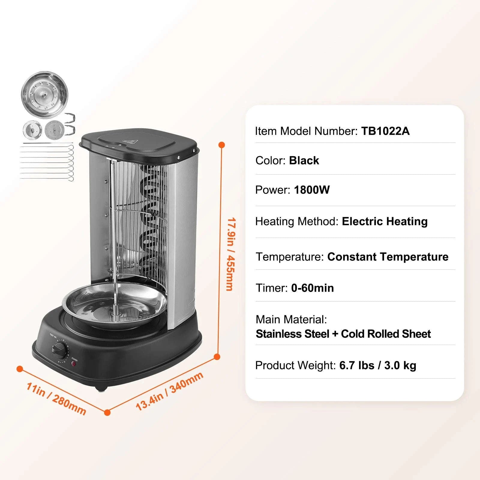 Vertical Electric Shawarma Grill Machine Stainless Steel-Sliver / United States