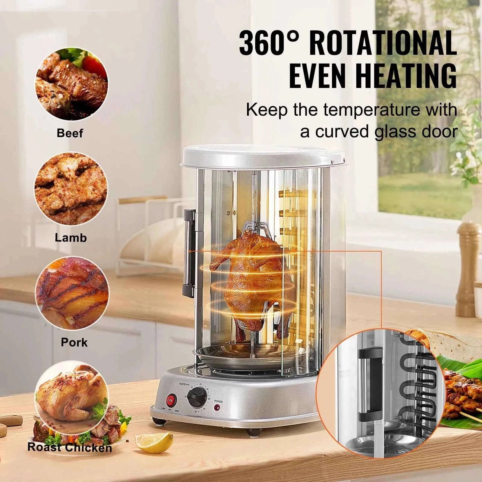 Vertical Electric Shawarma Grill Machine Stainless Steel-Sliver / United States
