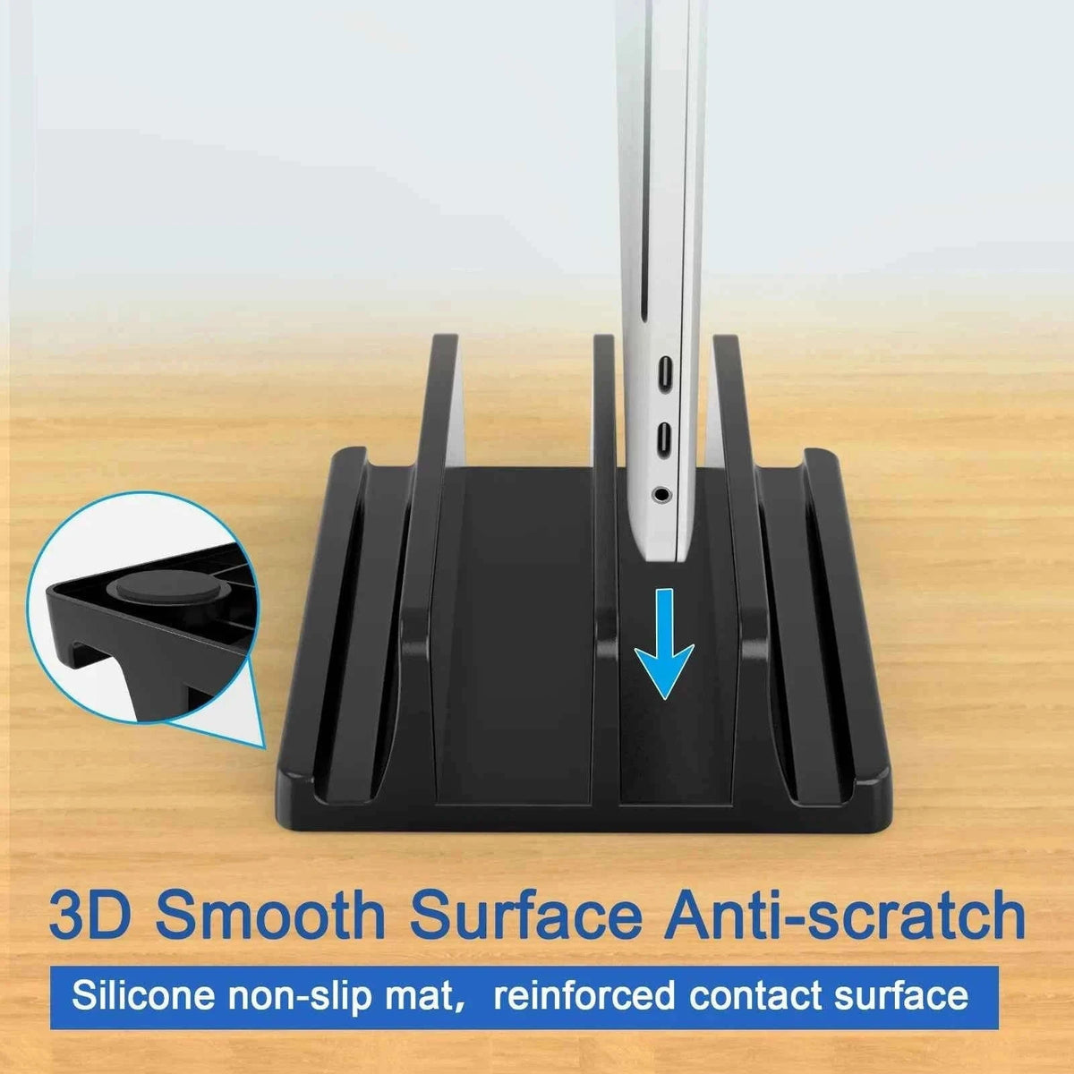 Vertical Laptop Stand for Desk with Dual Slots-BLACK
