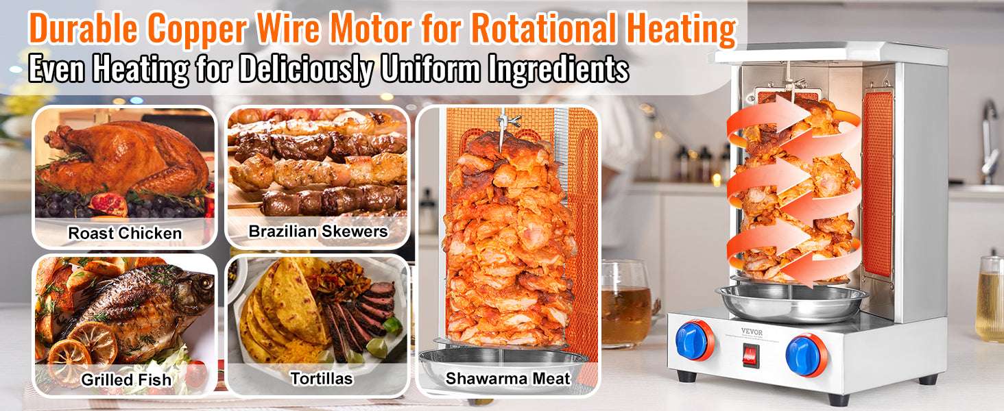 Vertical Shawarma Grill Machine 13 lb Rotisserie with Temp Control-13 pounds Gas / United States